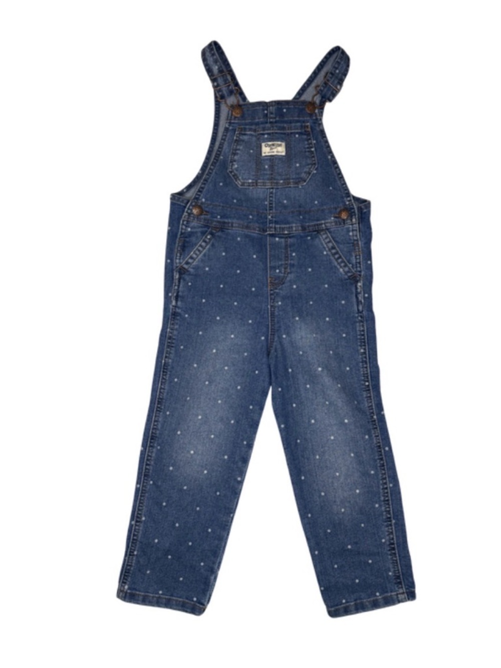 OshKosh B'gosh Dark Blue Denim Overalls with White Polka Dots